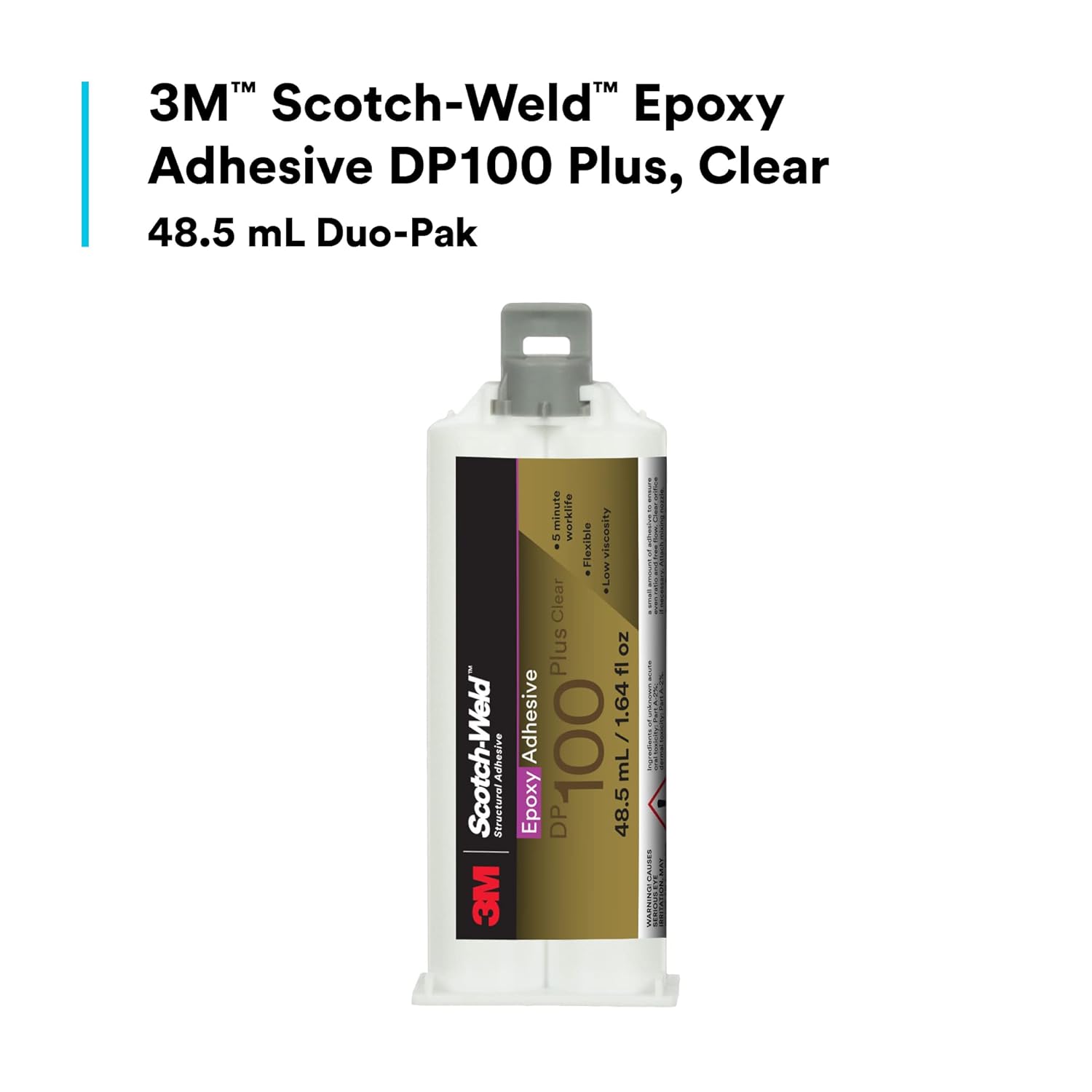 3M Scotch-Weld Epoxy Adhesive DP100 Plus, Clear, Professional Grade, Fast Handling and Cure, 48.5 mL (1.64 fl oz) Duo-Pak: Industrial & Scientific
