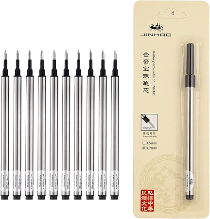 Amazon Jinhao ねじ式ローラーボールペン用替え芯 0 5mm 0 7mm 10本 0 7m Tip 詰め替えインク 文房具 オフィス用品