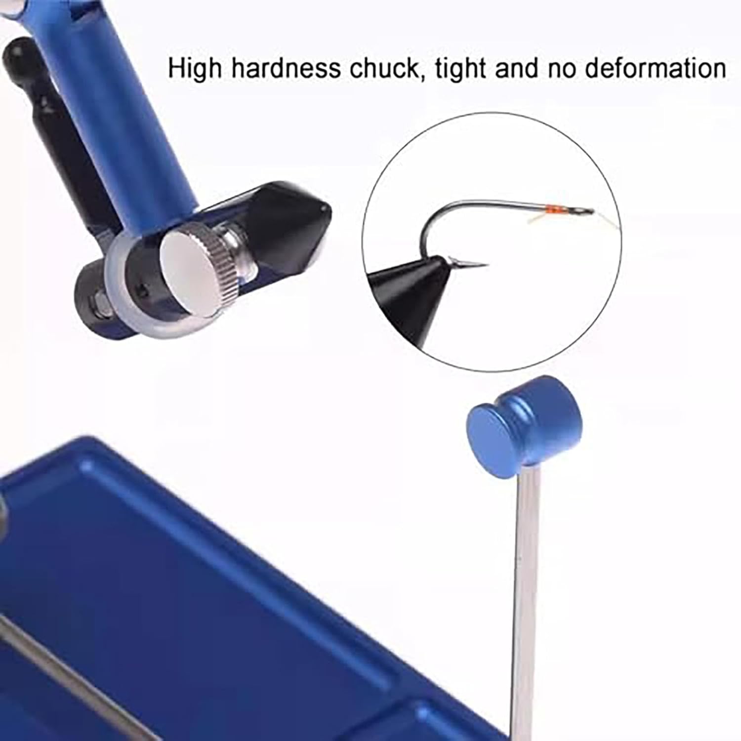 Rotary Fly Tying Vise, 360° Stainless Steel Fly Fishing Vise with Pedestal Base, Artificial Fly & Bait Making Tool, Hook Tying Equipment for Fly Fishing Professionals Blue