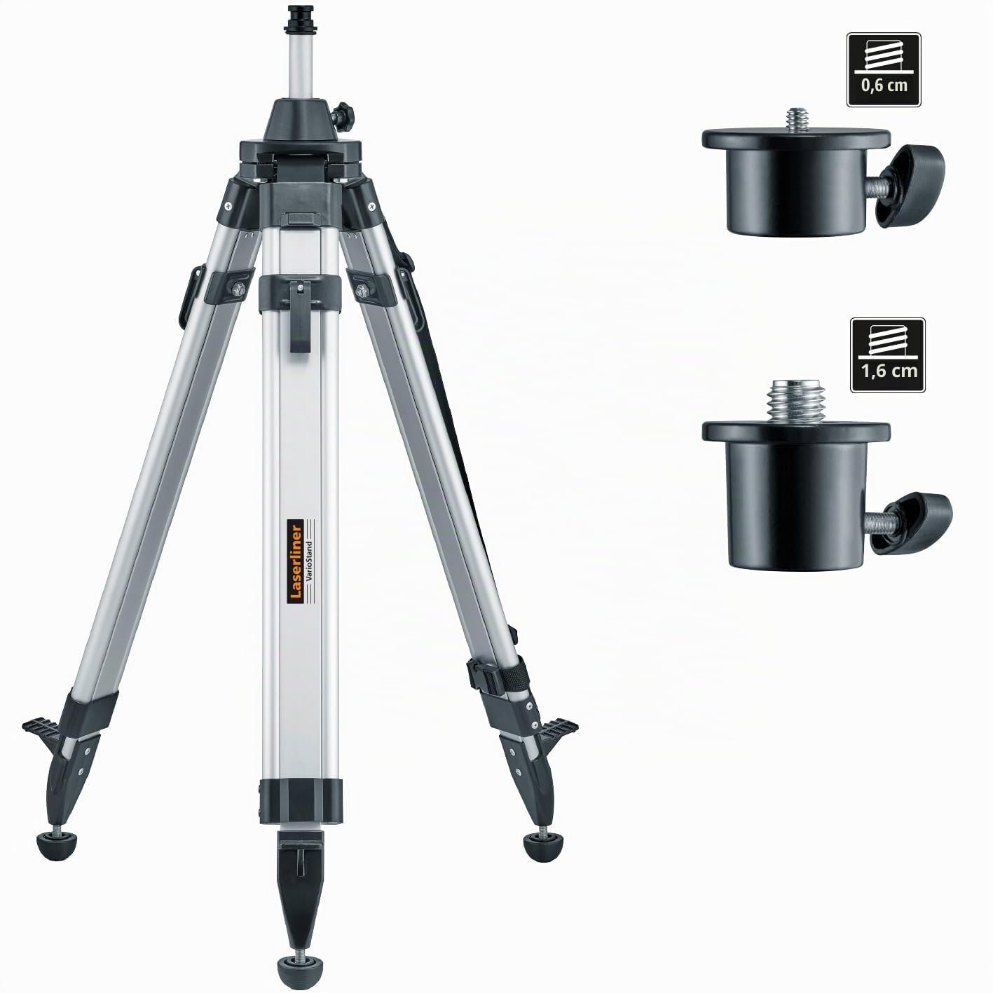 Laserliner VarioStand L Baustativ 180 cm – höhenverstellbar mit Kurbelhub, 1/4" & 5/8" Adapter, Robustes Stativ für Lasergeräte, BAU & Vermessung