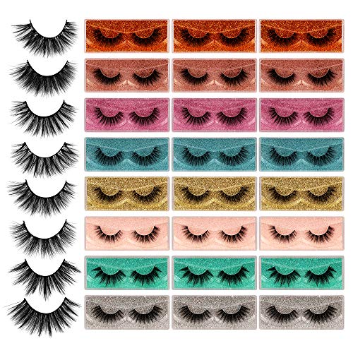 Newcally Lashes False Eyelashes 24 Pack Faux Mink Lashes 8 Styles Wispy Natural Fake Eye Lashes 3D Fluffy Dramatic Long Crossed Handmade Strip Lashes Wholesale Bulk #TOP1