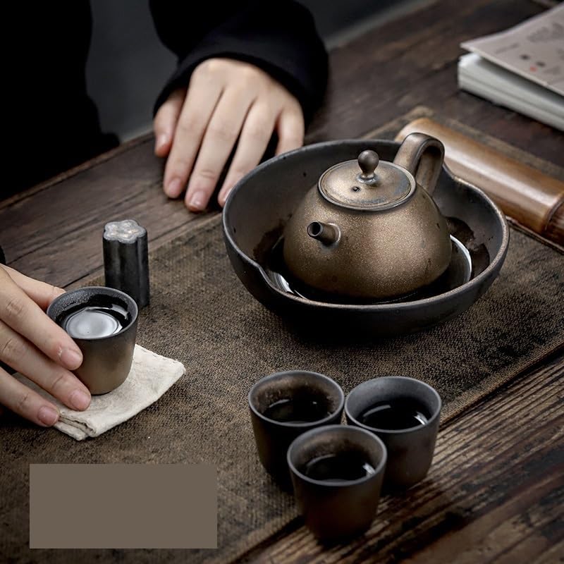 Plateau de service à thé en céramique rétro pour infusion sèche et tasse de table basse - 6
