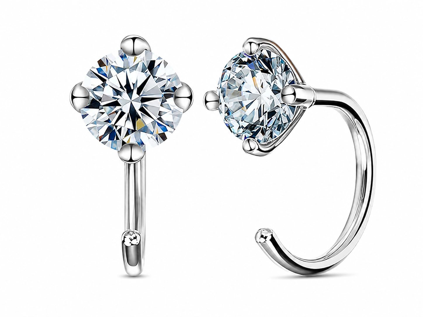 925 Sterling Silver Moissanite Dangle Hoop Earrings, 18K Gold Plated Dainty 1 Carat D Color VVS Clarity Lab-Grown Hoop Drop Earrings for Women