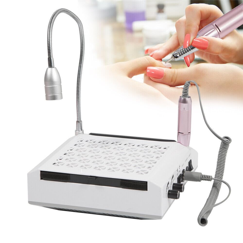 Frezarka do paznokci, elektryczna frezarka do paznokci, zestaw 4 w 1, studio paznokci, odsysanie kurzu, manicure, pedicure, szlifierka do paznokci z lampą LED, profesjonalne wzornictwo