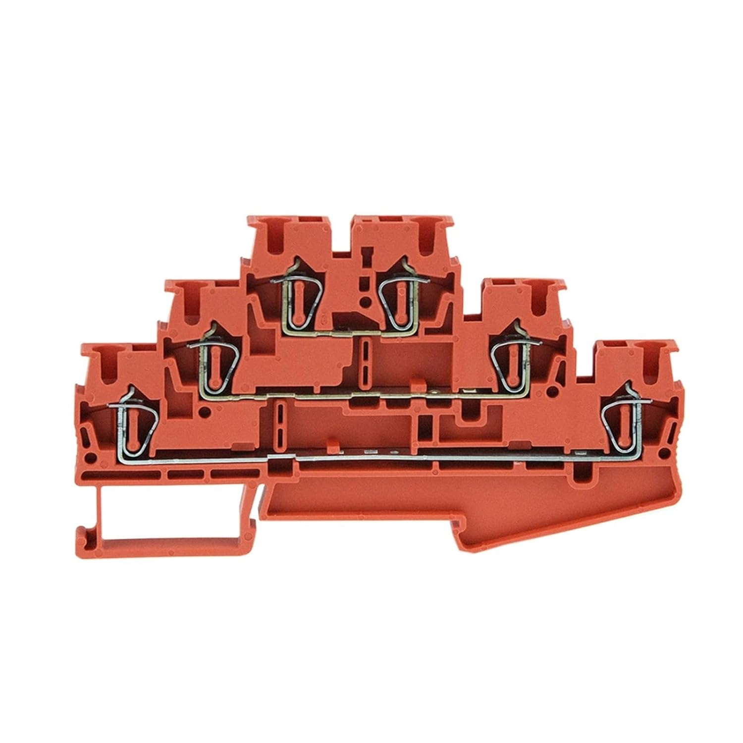 ST-2.5-3L Spring Terminal Block 10Pcs Din Rail 3 Layer Screwless Connection Connector Pull Type Wire Conductor ST2.5-3L(Orange)