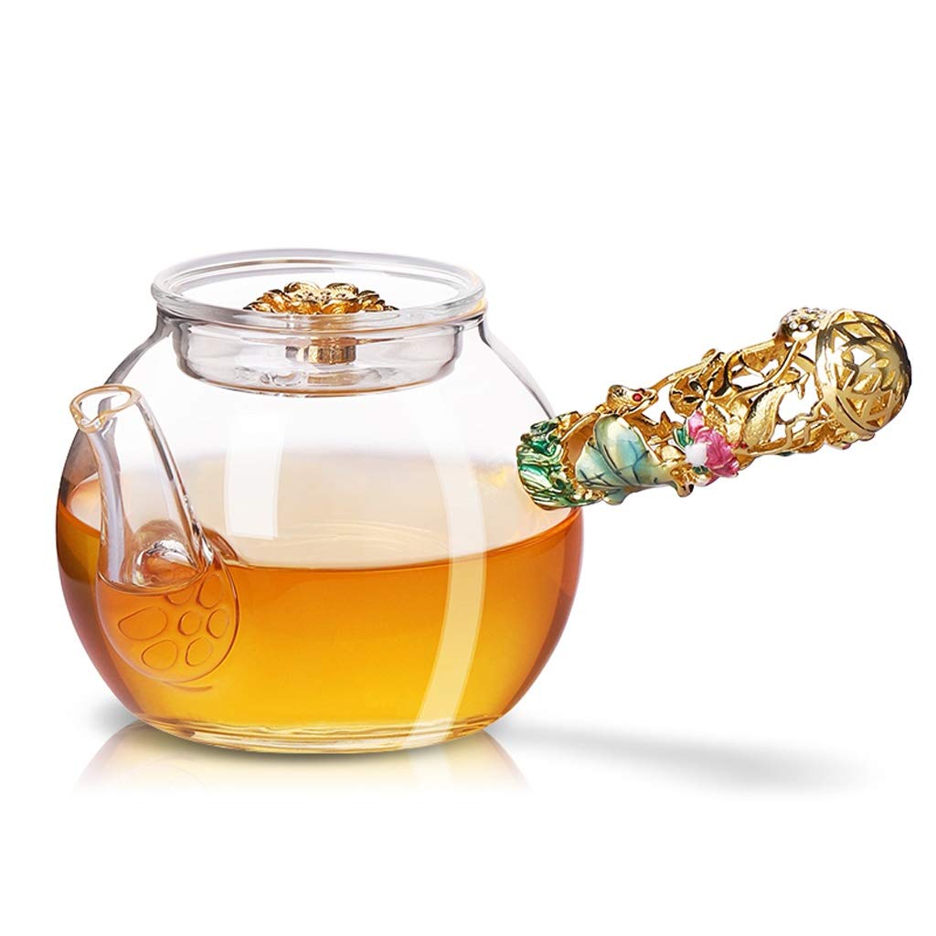 Tetera de vidrio resistente al calor ZAW, cafetera y hervidor cuadrado de 400ml color oro