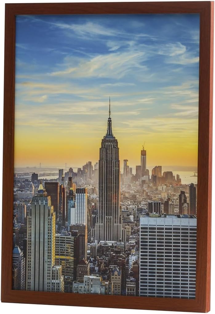 Frame Amo Walnut Brown 18x22 Picture or Poster Frame, 1 inch Wide Border, Smooth Finish, Acrylic Front