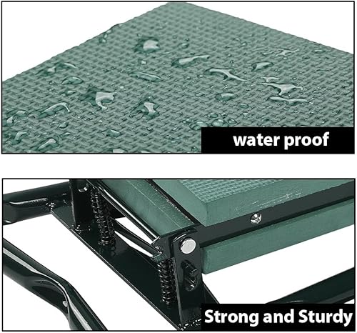 Miniatura 4 de G-PLUS Taburete plegable de jardín para arrodillarse, cojín suave, almohadilla de asiento y bolsa de herramientas, plegable al aire libre,