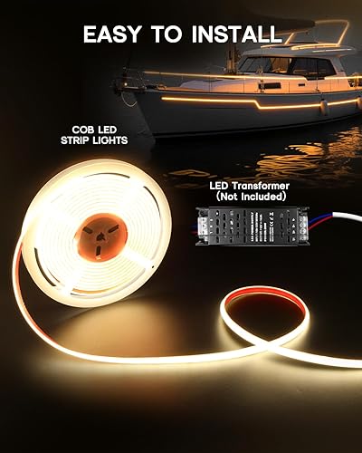 Miniatura 7 de COB - Tira de luces LED de luz diurna blanca de 6000 K, 12 V, 16.4 pies, IP67, impermeable, alto CRI 95Ra+, súper brillante, luces flexibles para