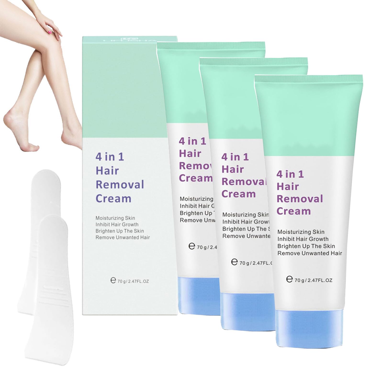 Glowcode Crema Depilatoria 4 en 1, Crema Depilatoria 4 en 1, Elimina el Vello No Deseado, Crema Depilatoria Mágica para el Rostro,Hidrata y Aclara la Piel para Todos (3pcs)