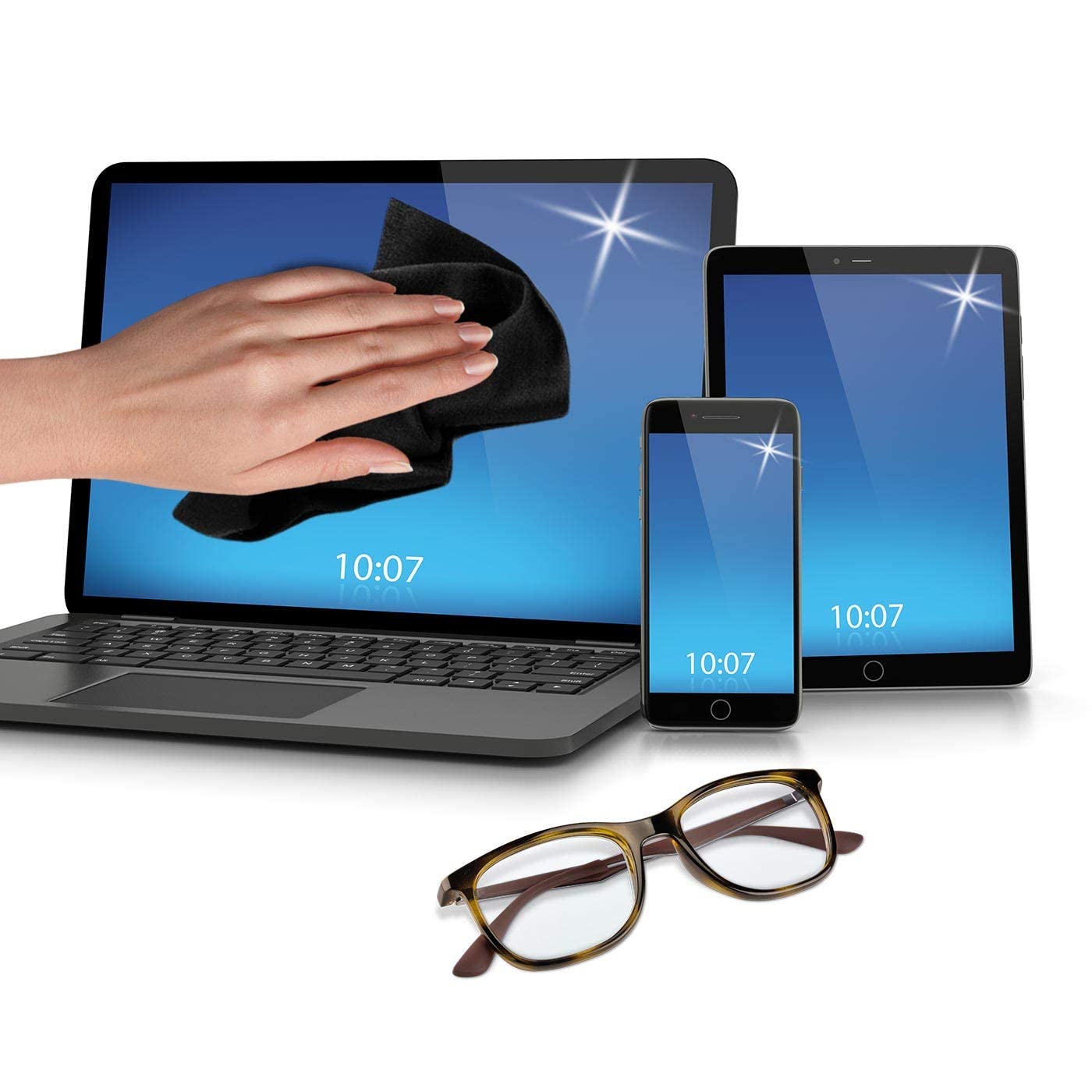 POLYCLEAN 3 x Pulitore schermo – 10 pollici panno in microfibra per display, laptop e tastiera – Pulitore schermo per la protezione di notebook e tablet (23 x 17 cm) – Pulitore schermo touch screen