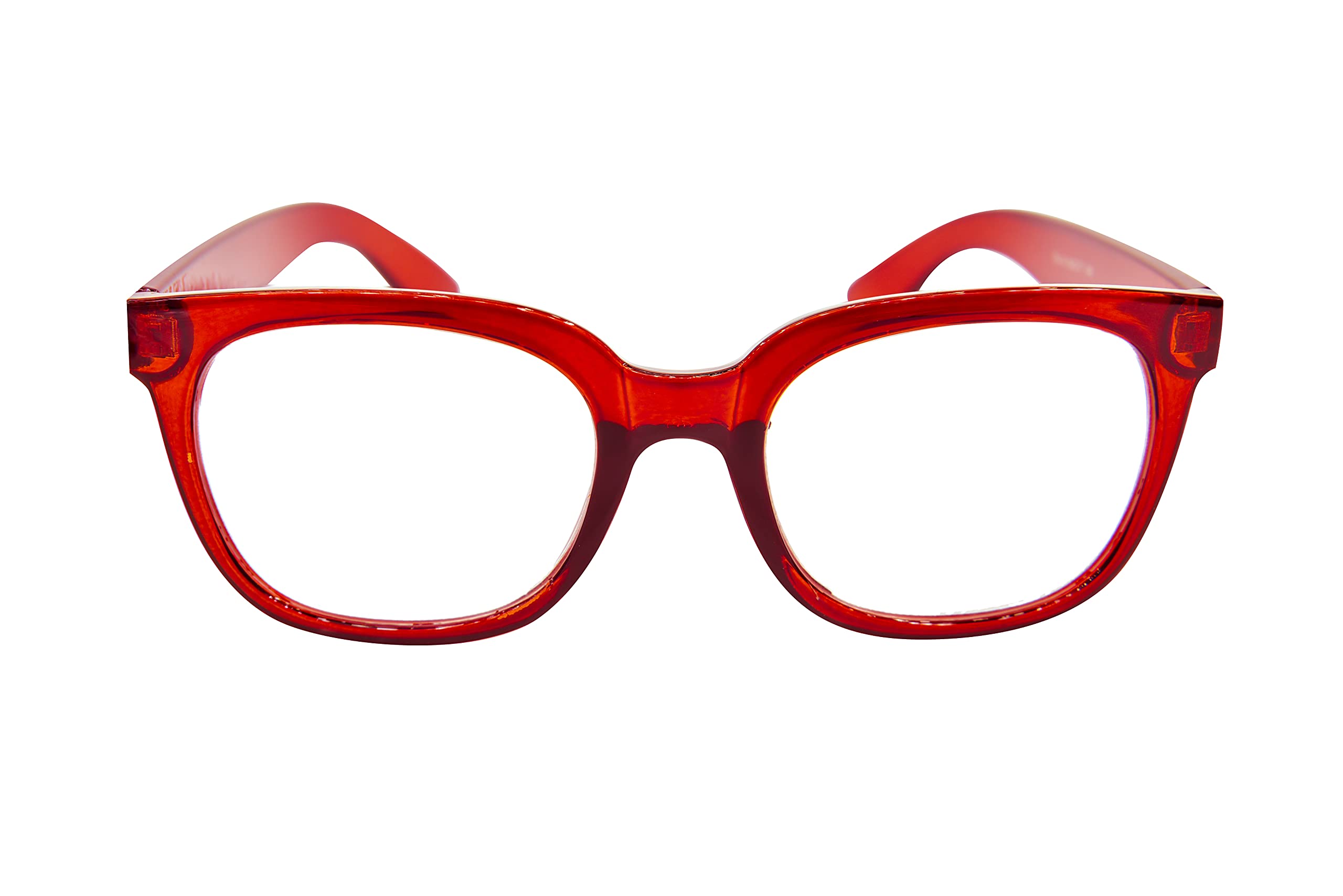 Fads & Fashions Unisex Dark Red Stylish Retro Geek/Nerd Oversized Reading Glasses With Metal Hinges - Model Tn14 (, 4.0)