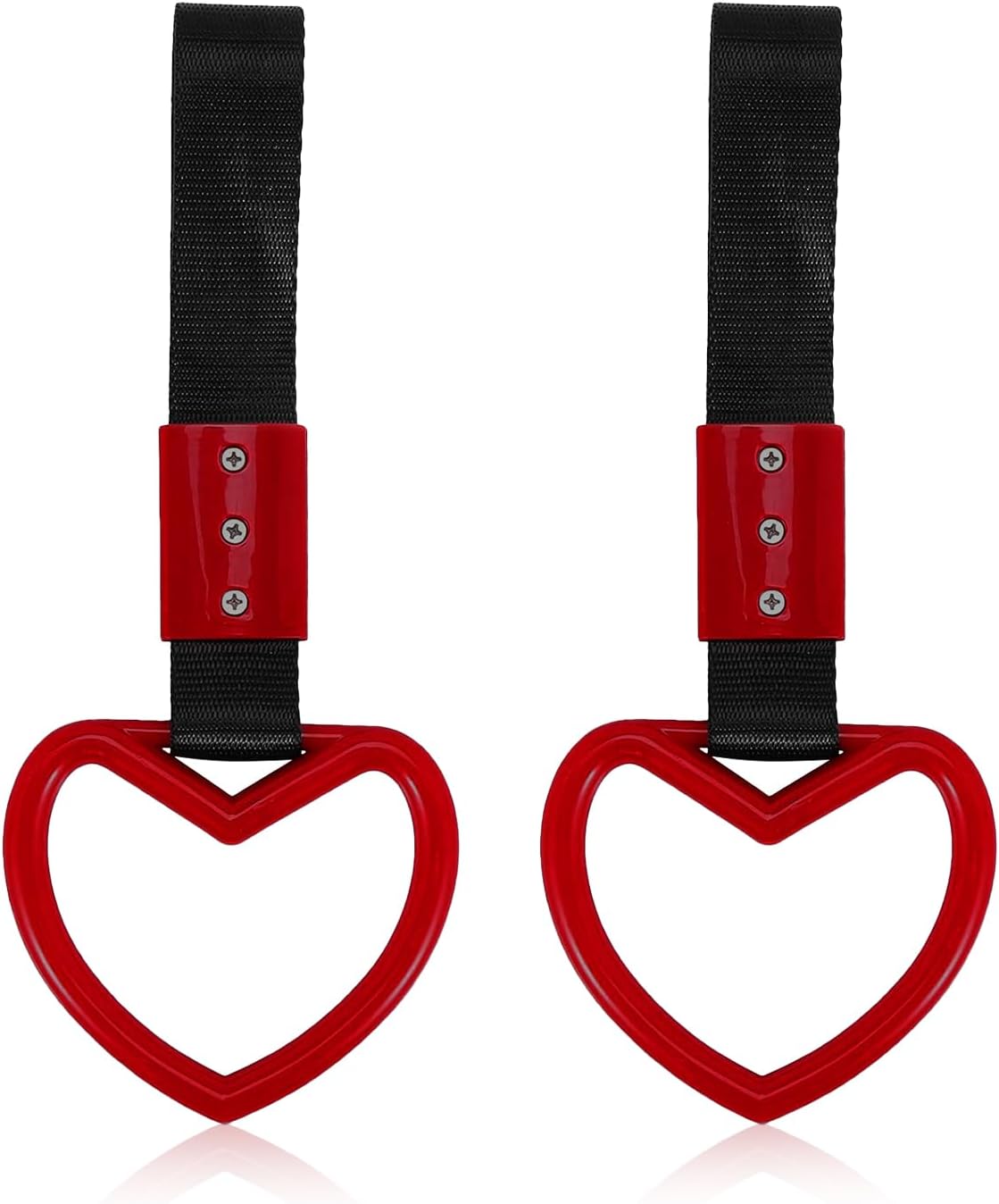 Car Handle Straps - Heart Shaped Drift Charm for Front Rear Bumper Warning and Automotive Interior Decoration (Red)