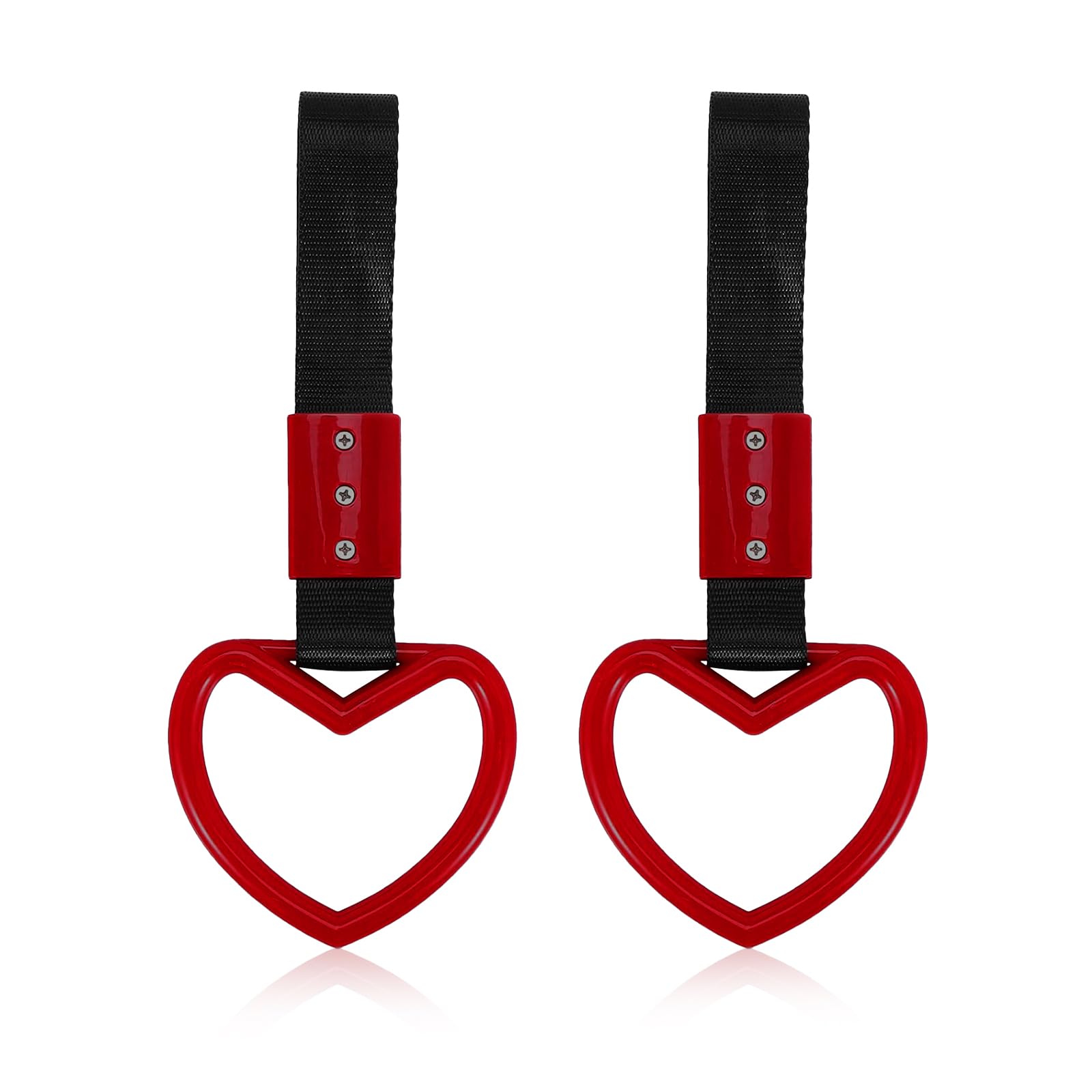 Car Handle Straps - Heart Shaped Drift Charm for Front Rear Bumper Warning and Automotive Interior Decoration (Red)