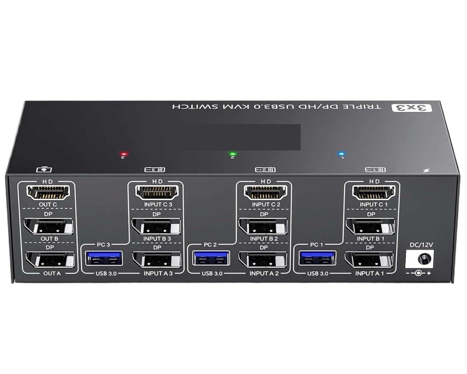 KVM Switch 3 Monitors 3 Computers,HDMI+2 Displayport KVM Switch Triple Monitor for 3 Computer Share 3 Monitor 4 USB3.0 Devices(303DH AU Plug)-image-43