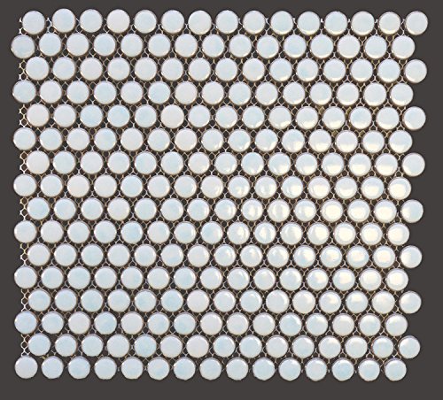 Penny Porcelain Mosaic Floor and Wall Tile, 12" x 12"x 3/4" 1 sheet/pc (10.2 sq. ft. / case) (Sky Blue)