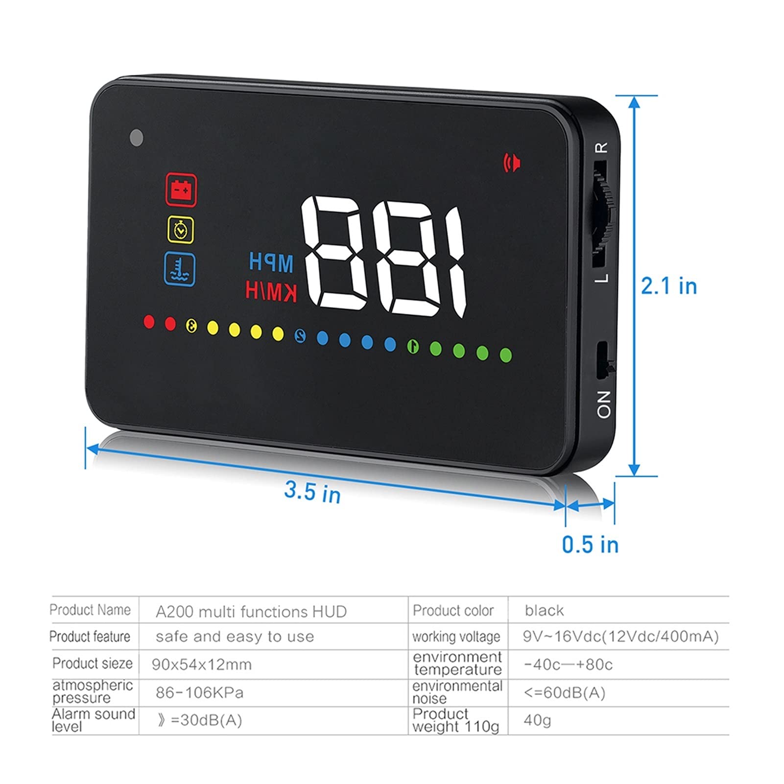 Uniwersalny cyfrowy prędkościomierz OBD2. Projekcja temperatury wody na przedniej szybie HUD. Wyświetlacz samochodem Auto Smart Gadżety do samochodu