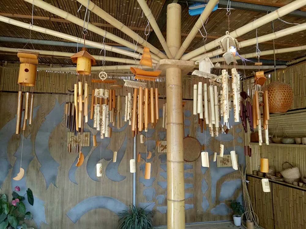 Ogrodowe dzwonki wietrzne, bambusowe, dzwonki wietrzne, drewniane, Feng Shui, domek dla ptaków, melodyjny dzwonek, dzwonek, do wewnątrz, na zewnątrz