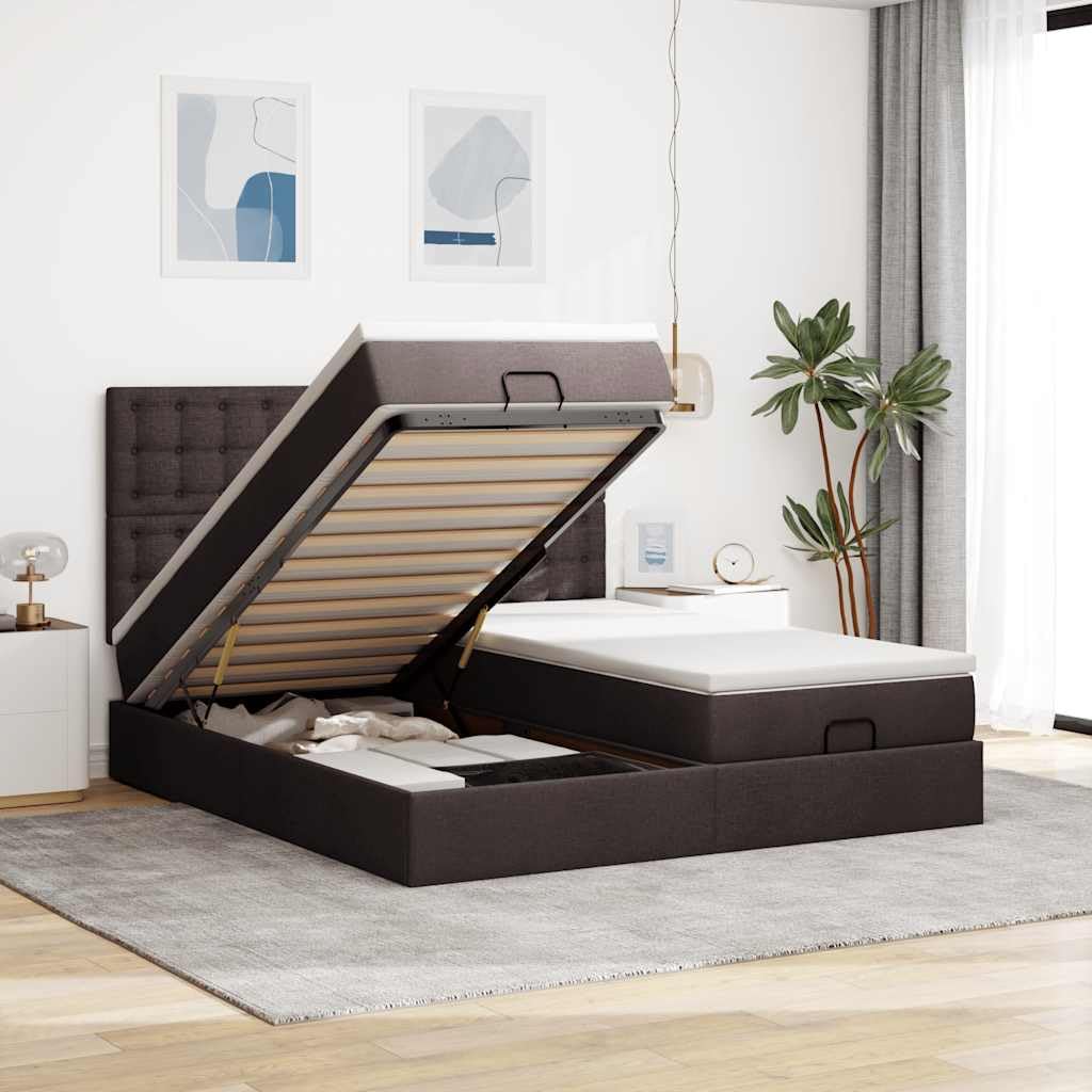 vidaXL Struttura Letto Pouf con Materassi 200x200 cm in Tessuto