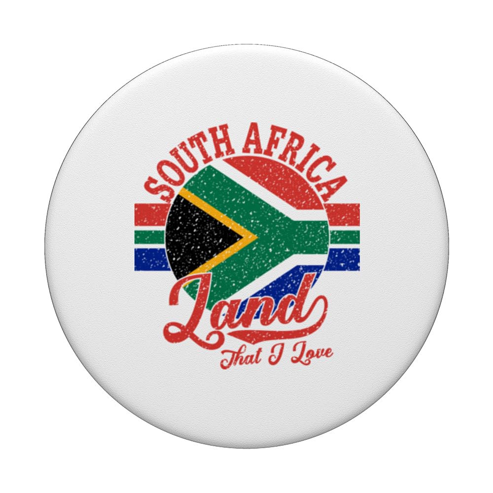 South Africa Land That I Love With South African Flag Pride PopSockets Swappable PopGrip, Black - Image 3