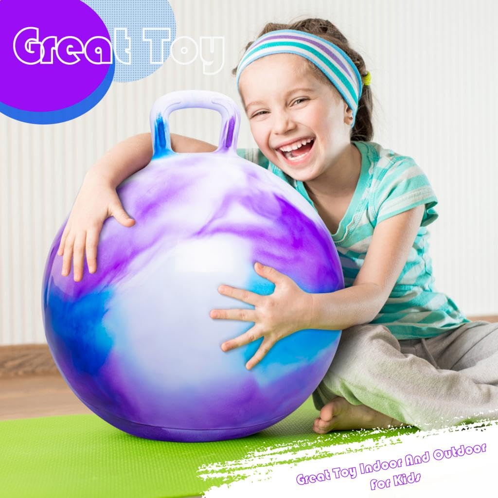 U&C Planet Hüpfball Aufblasbarer Hopperball mit Pumpe, 45 cm Hopper Ball für Kinder max. Belastbarkeit 100 KG, Spielzeug für Kinder 3-6 Jahre Drinnen & Draußen，Wolke violett