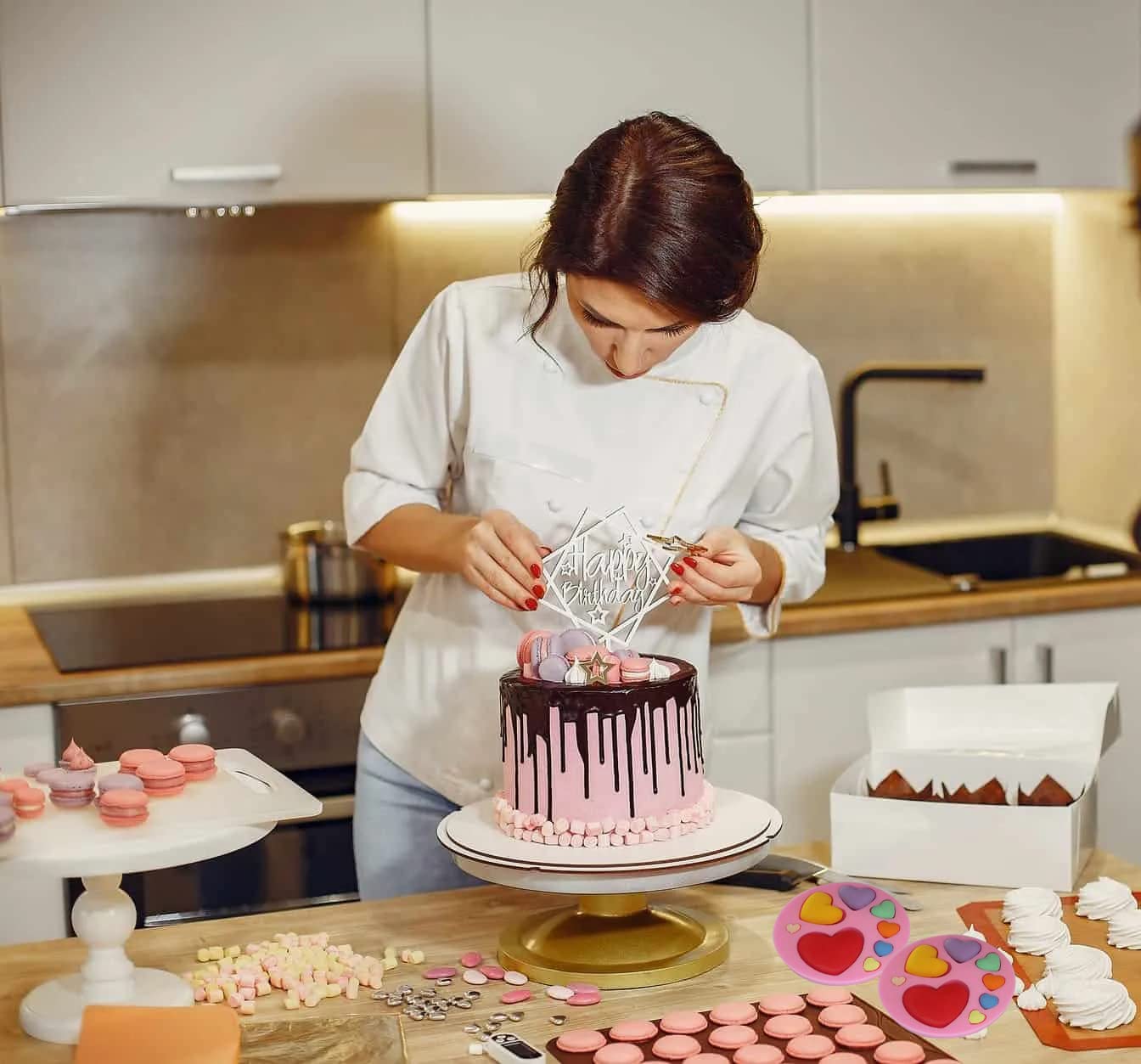 Heart Silicone Molds,2 Pieces Mixed Size Silicone Candy Molds, Heart Shape Molds for Chocolate, Cookie Decor, Pastry, Cake, Jelly, Pudding Making - Image 5