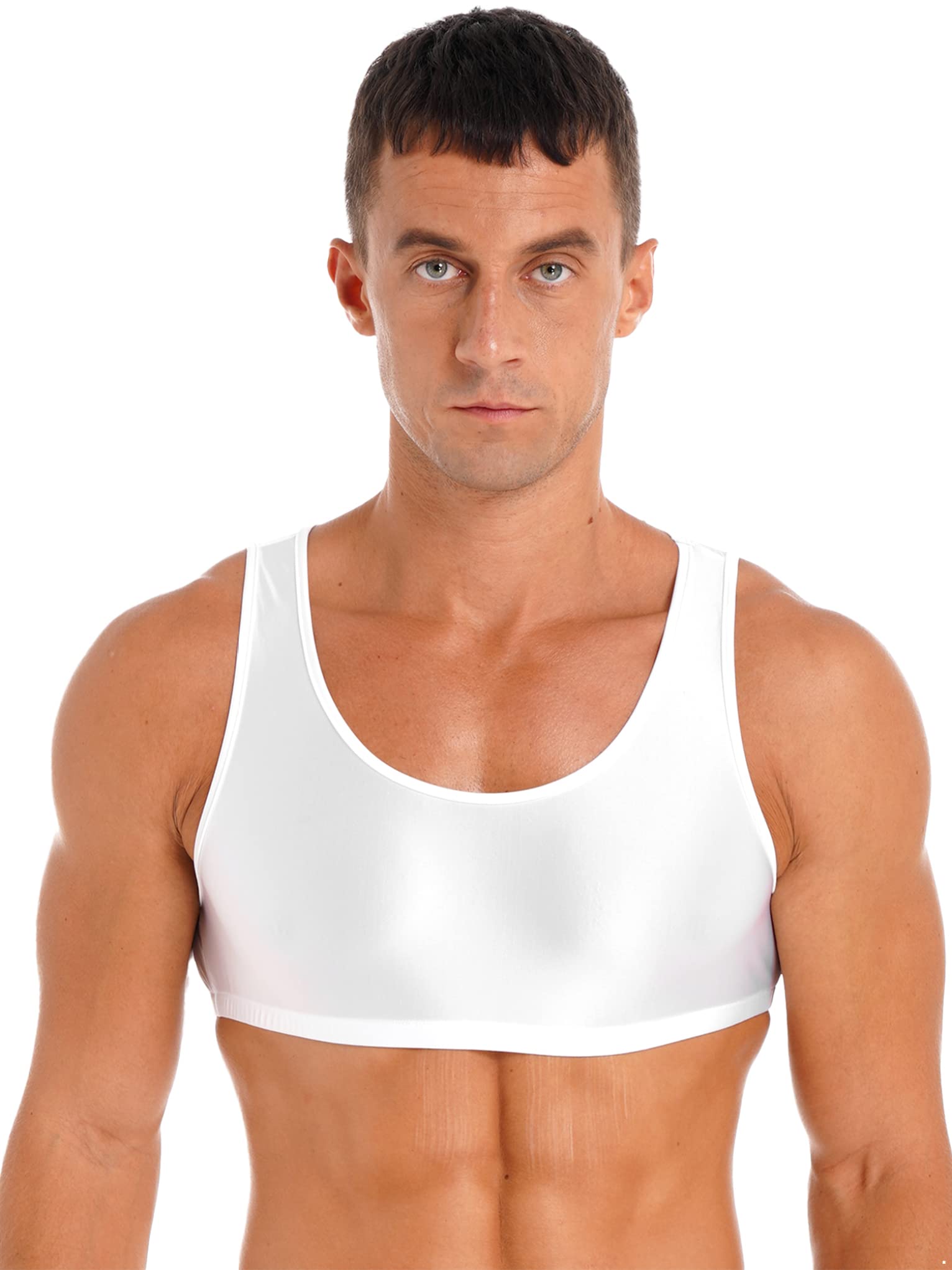 Zaldita Men's Sleeveless Muscle Half T-Shirts Basic Bras Crop Tops Fitness Gym Sports Vest Tops