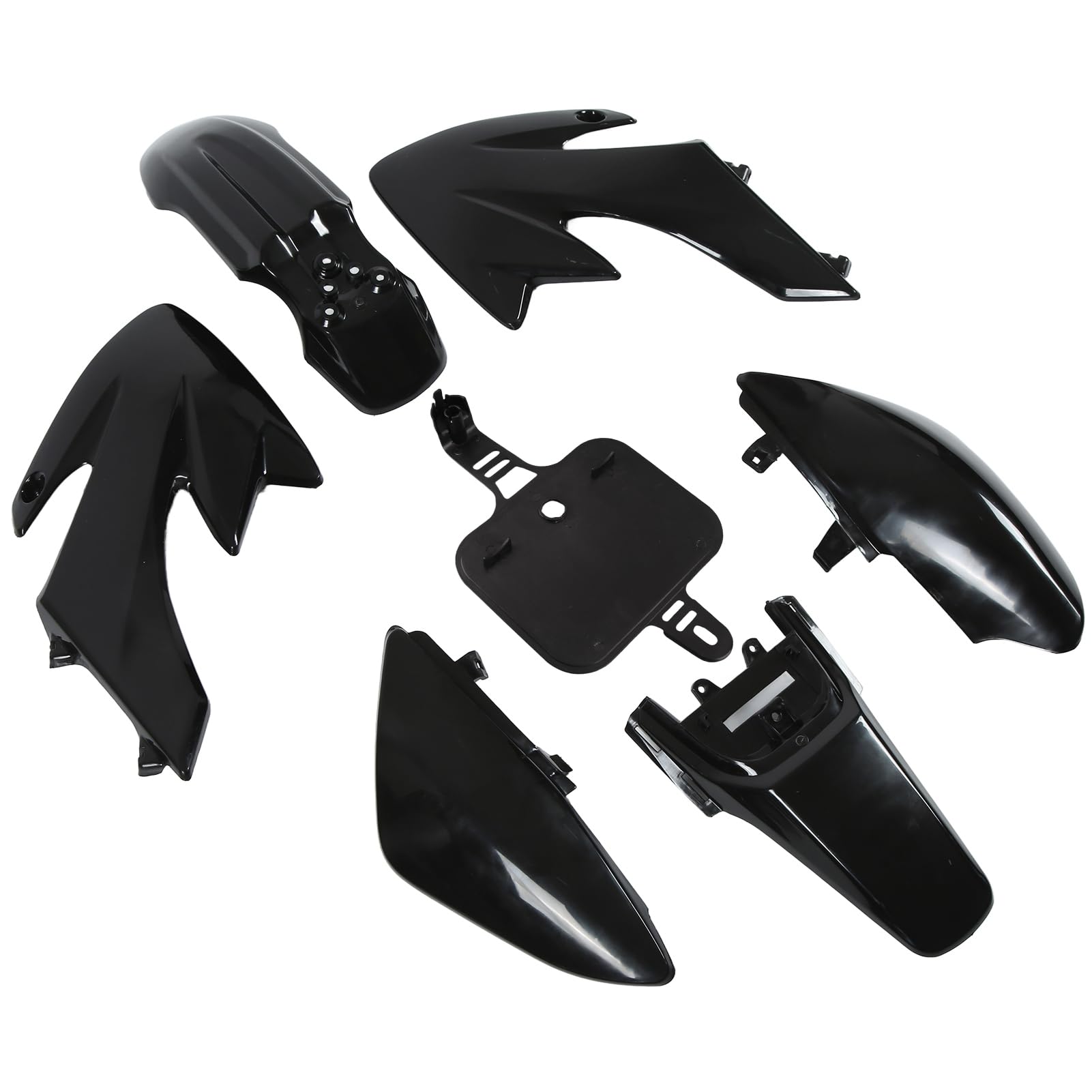 Motorrad Ersatzteile, 7-teiliger schwarzer Karosseriesatz Offroad Zubehör Kit für Dirt Bike Tuning for Enduro Enthusiasten, Gelände Fahrer und Styling Profis