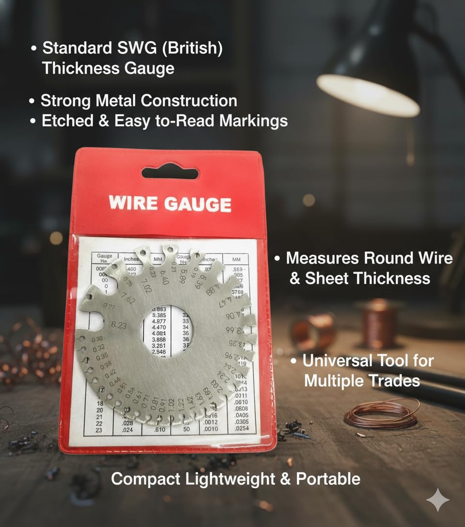 SWG Round Sheet Metal Wire Cable Gauge Standard Thickness Gauge with Very Clear Numbers and Letters (Round Wire Gauge) 3