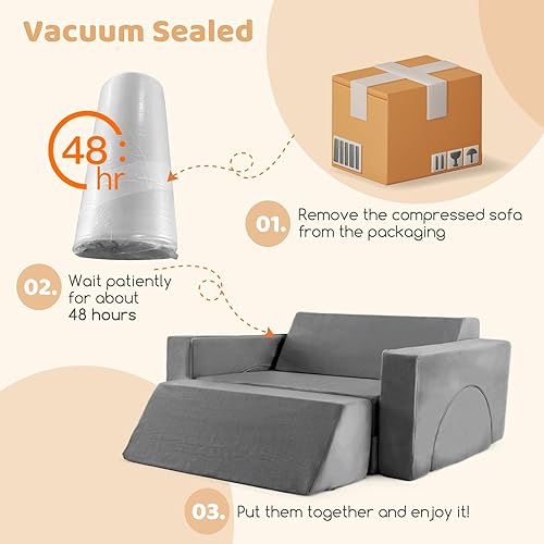 Miniatura 7 de INFANS Mondular - Sofá de juego para niños, 8 piezas, sofá seccional de construcción para sala de juegos, dormitorio, cojín imaginativo convertible,