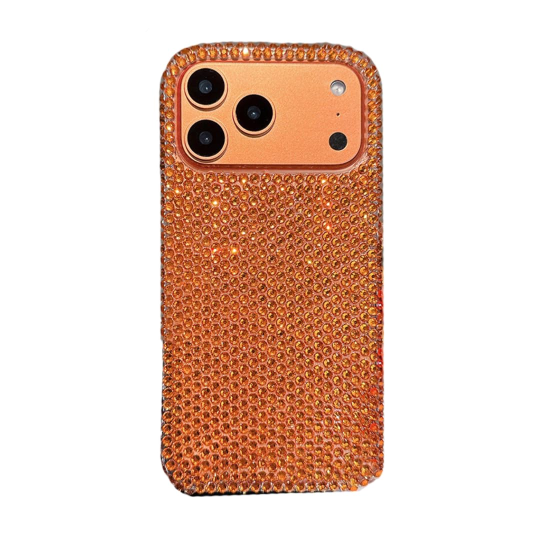 Coque arrière brillante iPhone 14 Pro Max orange à paillettes rigide - 8