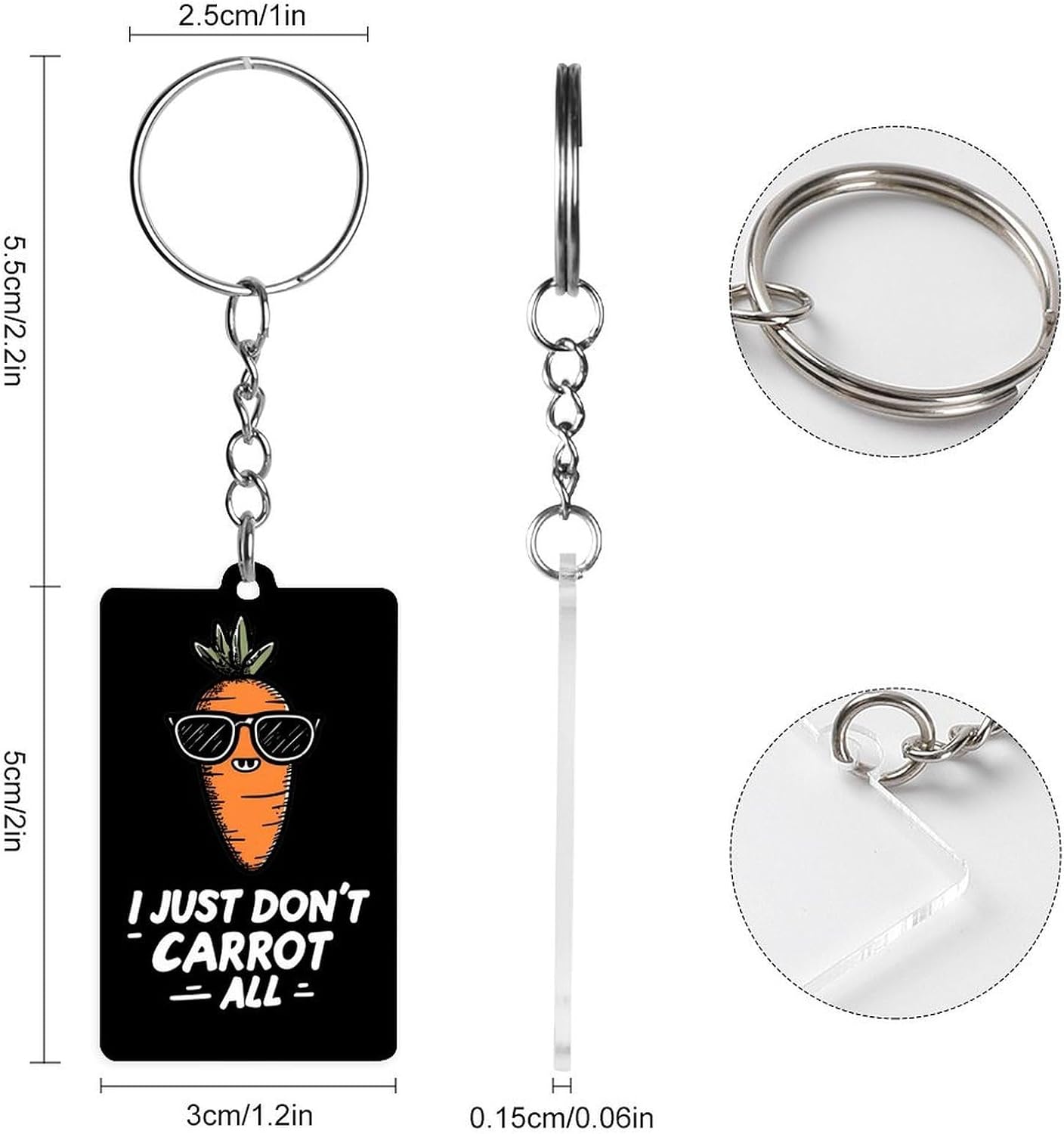 Funny Carrot Cute Keychain Key Ring with Acrylic Graphic Pendant Car Bag Accessories image 2