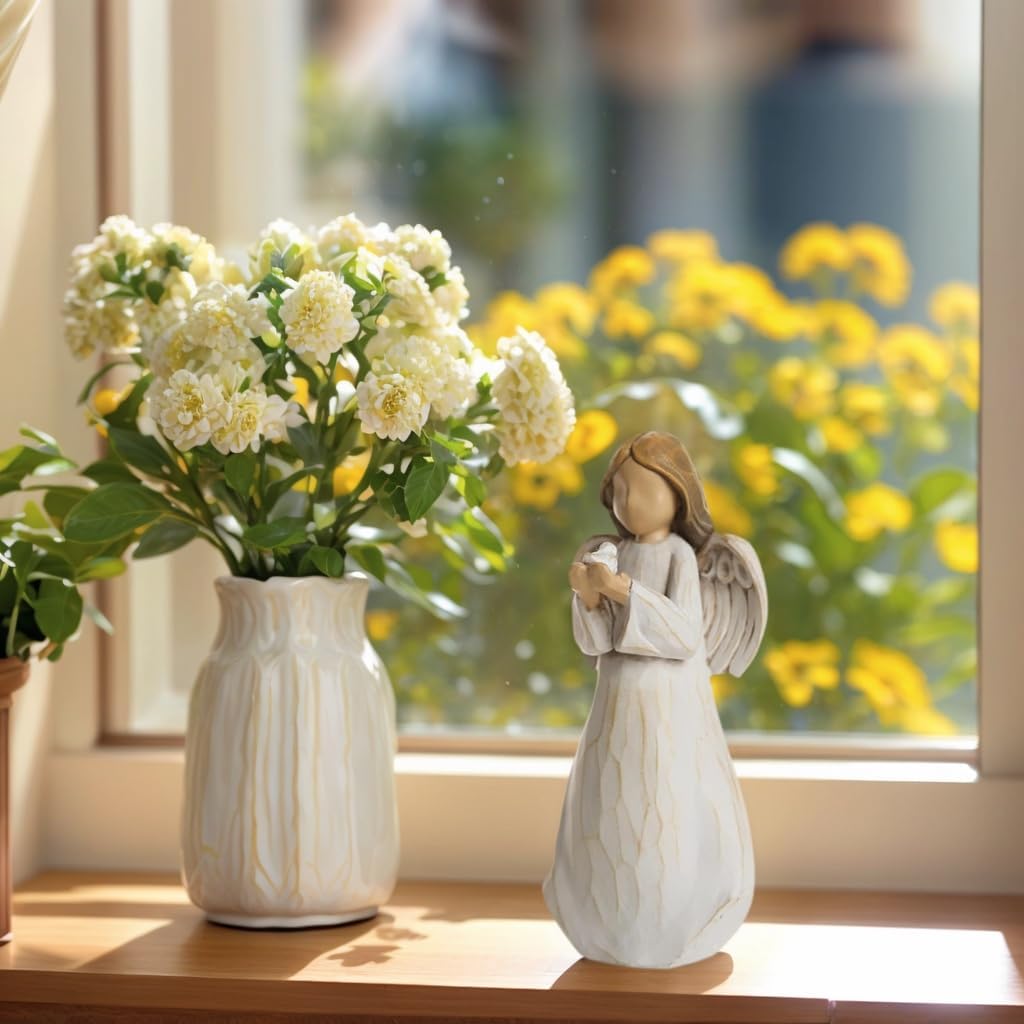 Decorative Angel Figurine with Dove, 6 inch, Resin, Home Decor - Image 2