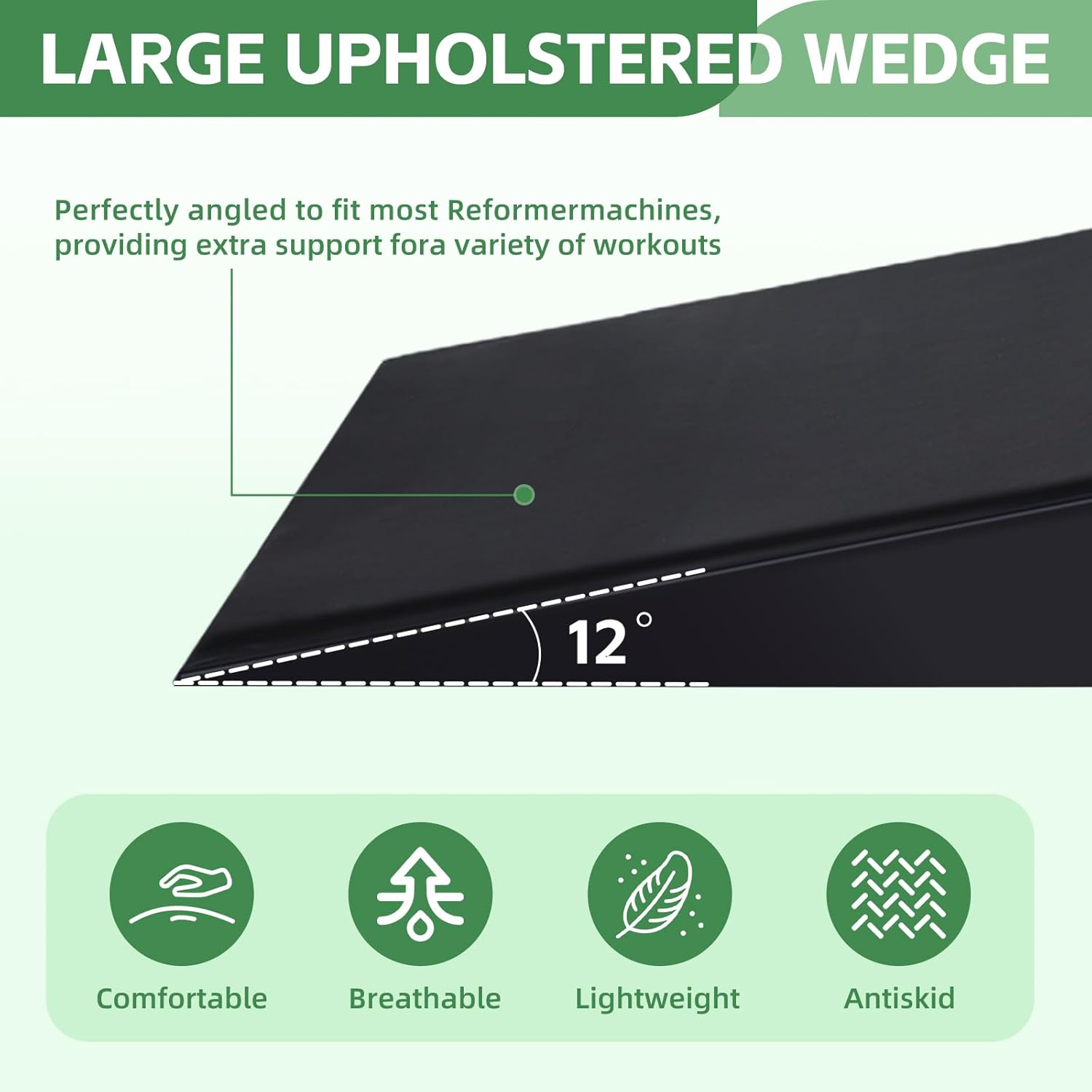 Pilates Wedge, Large Upholstered Wedge for Pilates Refromer for Increased Strength and Stability
