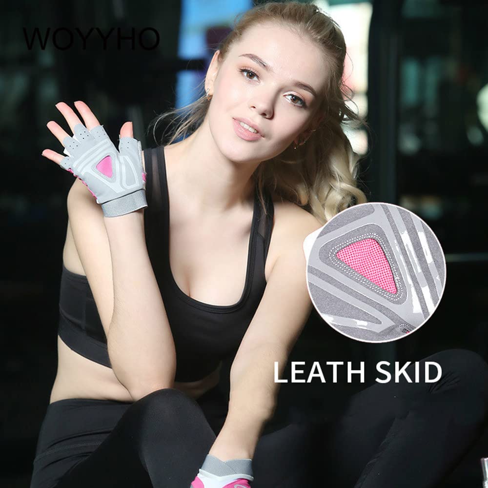 par de Guantes de Gimnasio Profesionales para Mujer, Levantamiento de Pesas, Entrenamiento, Guantes de Fitness, Transpirables, Culturismo, Medio Dedo, Guantes Protectores de Mano (Negro M)