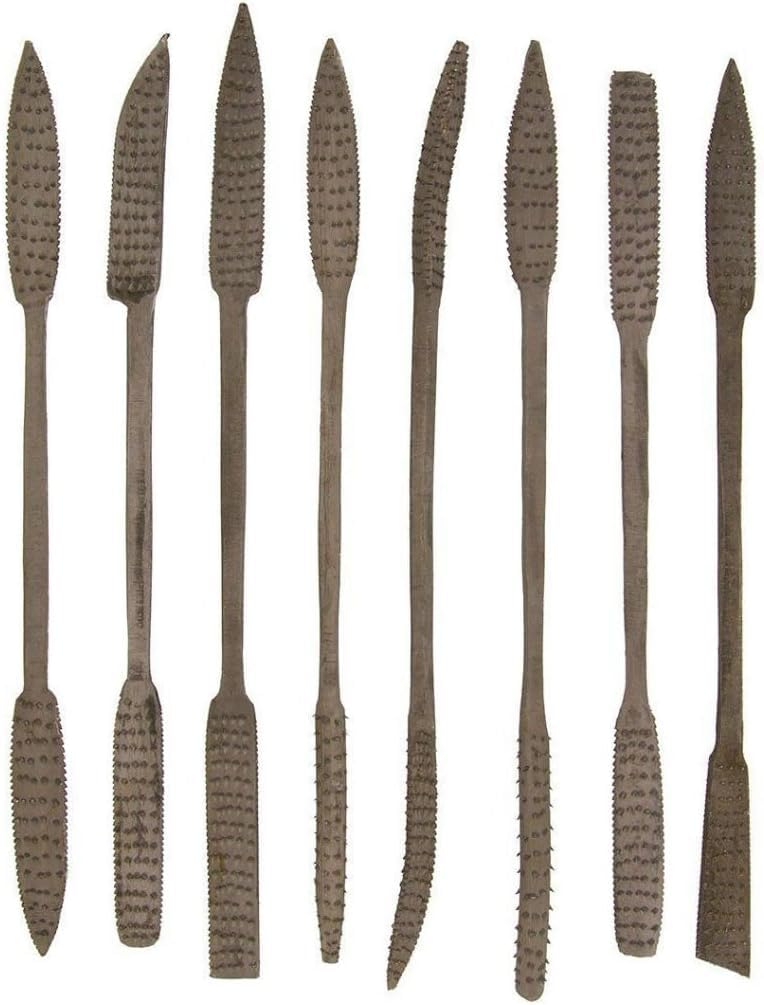 8PC Wood Soapstone Files and Rasps, Double Ended Riffler Wood Rasp File Set Riffler File Set