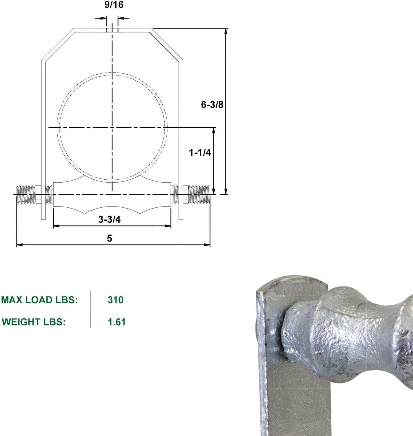 Highcraft ISZB-IE03-5 Clevis Roller Hanger Hot Dipped Galvanized Steel for 3'' Pipe (5 Pack), Chrome