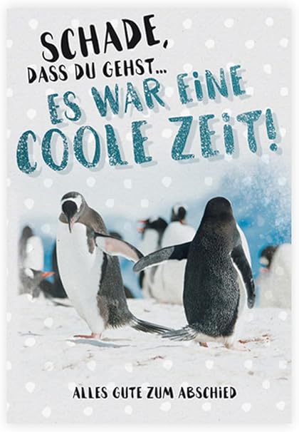 KE – Abschiedkarte für Arbeitskollegen/Kollege/Kollegin, mit Umschlag, DIN B6, Karte/Geschenk zum Abschied, Auf Wiedersehen Karte, Motiv: Pinguin KE – Abschiedkarte für Arbeitskollegen/Kollege/Kollegin, mit Umschlag, DIN B6, Karte/Geschenk zum Abschied, Auf Wiedersehen Karte, Motiv: Pinguin