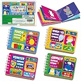 4 Early Learning Flipbooks, Double-Sided Mini Book Set - Animals, Foods, Vehicles, Daily Items, Early Educational Language Learning Tool for Kids