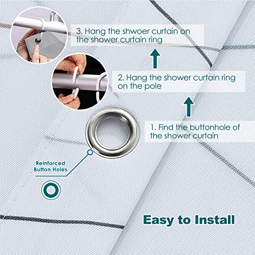 Lanmeng Fabric Shower Curtain For Bathroom Showers And Bathtubs, Black Gray Zigzag Line, Comes With 12 Hooks, Machine Washable, Extra Long (72-By-78 Inch), 72 X 78 In (Extra Long) #TOP6