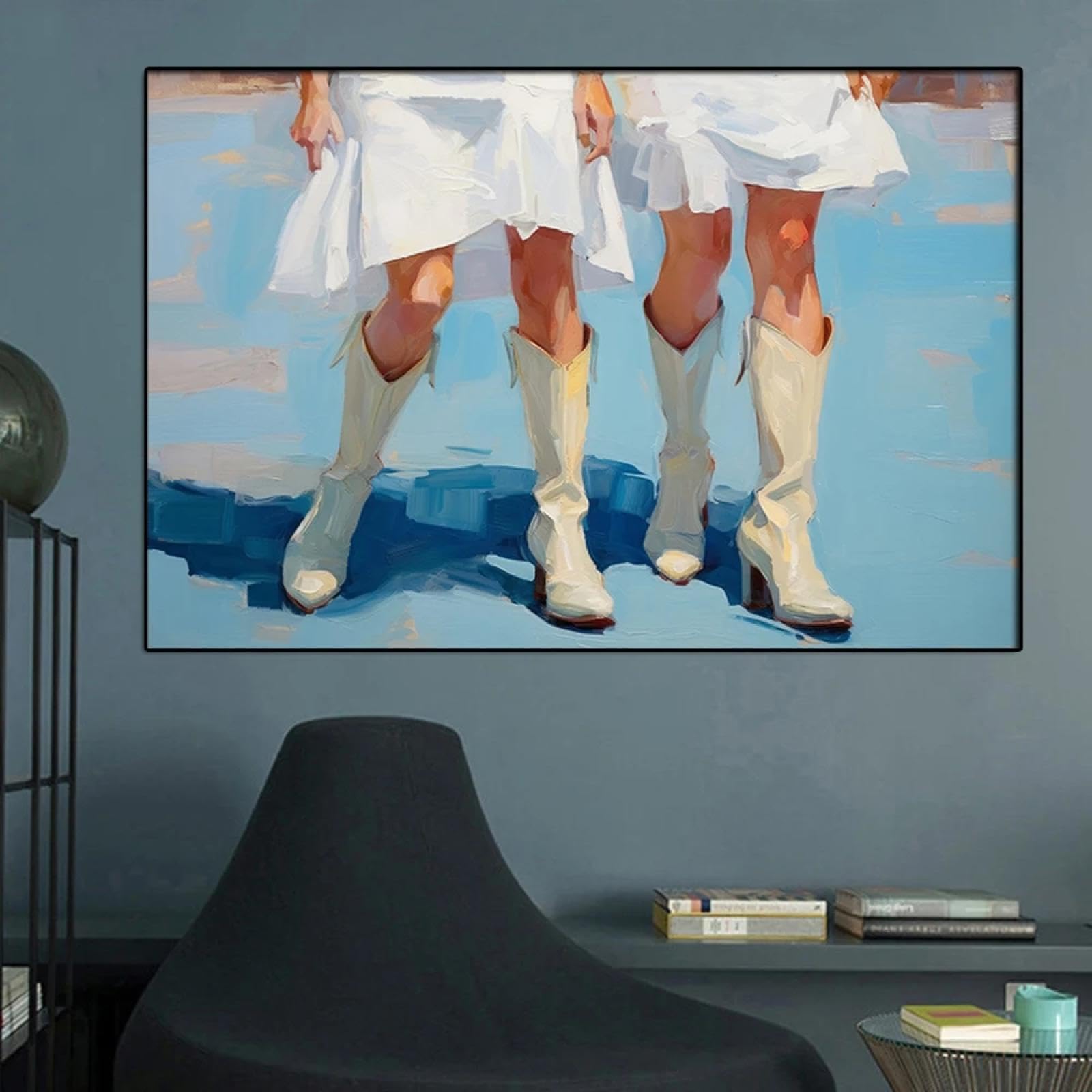 CHAOJIART Retro Western Trendy Stivali da Cowgirl Stampa artistica su tela Pittura Estetica Neutra Immagine di moda Poster per la decorazione della stanza 60x80 cm (24x31 pollici) Senza cornice
