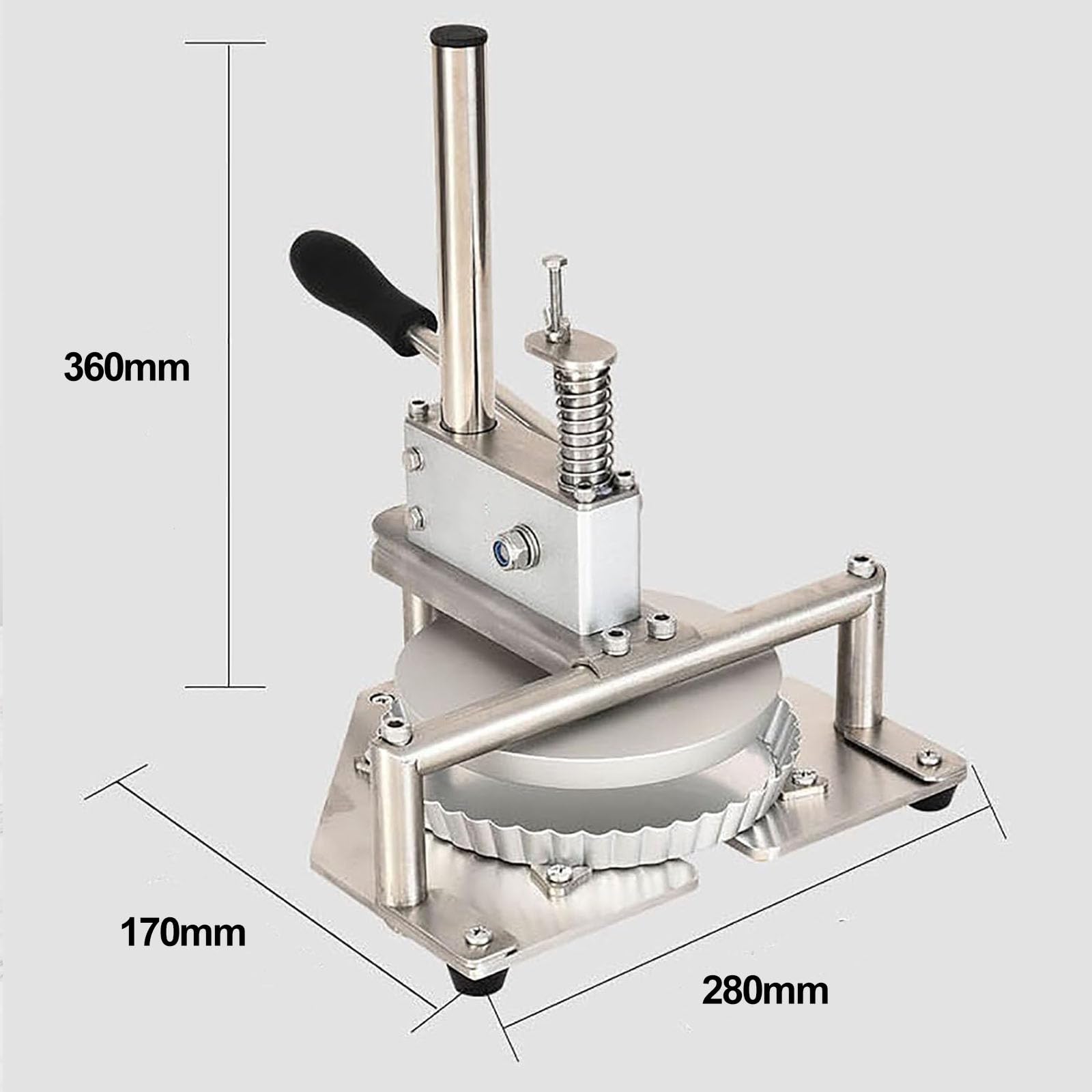 Pressa Manuale per Impasto Pizza, Pressa per Pizza in Acciaio Inox, Spessore Dellimpasto Regolabile, Ritorno Automatico, per Pizzerie, Snack Bar, Panetterie E Panifici