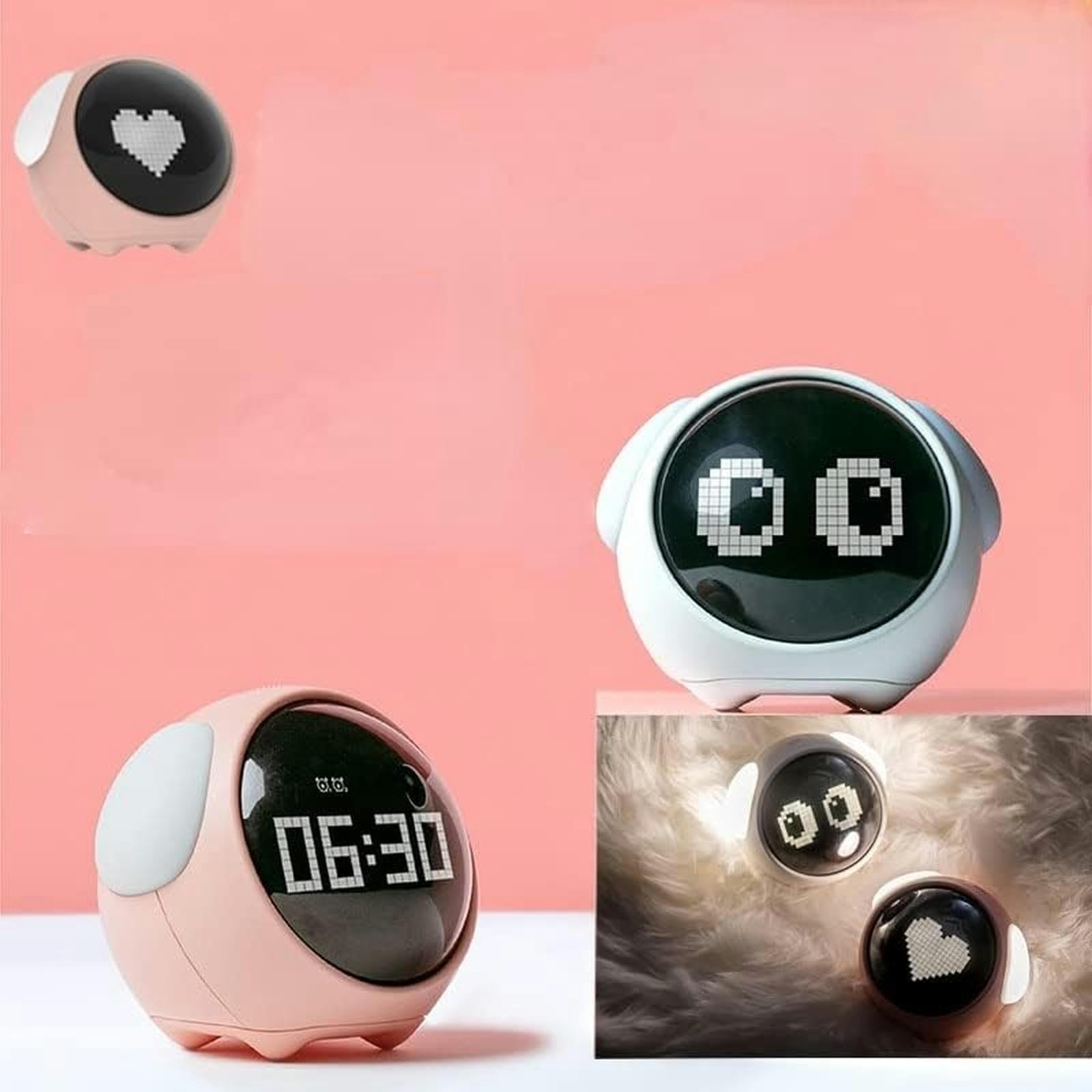 Allarme elettronico multifunzione possibile faro da pavimento per studenti luce notturna display manuale intelligente allarme batteria allarme elettronico multifunzionale (colore polvere) (Bianco)