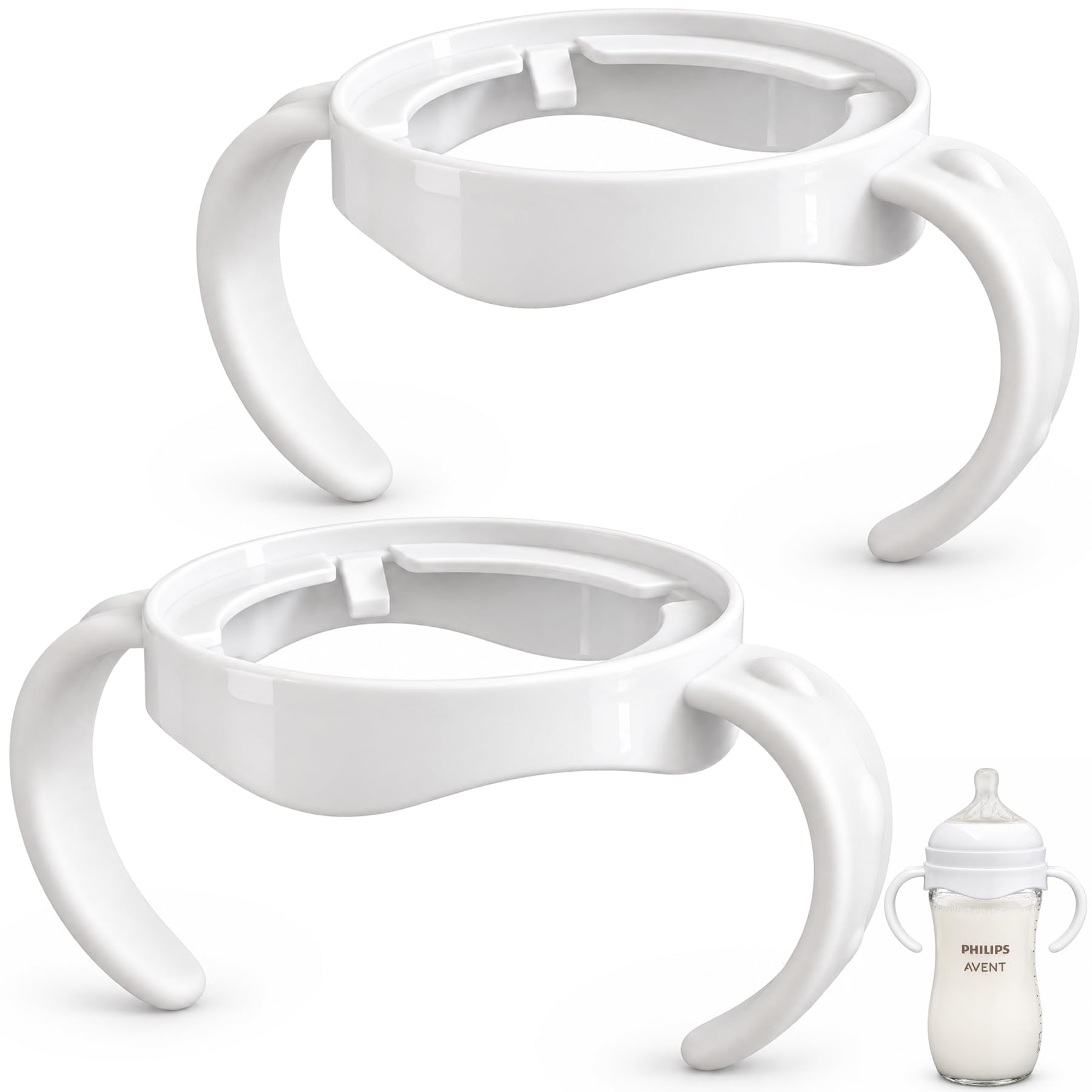 CHUBBIEE Baby Bottle Handles for Philips Avent Natural, White, 2-Pack