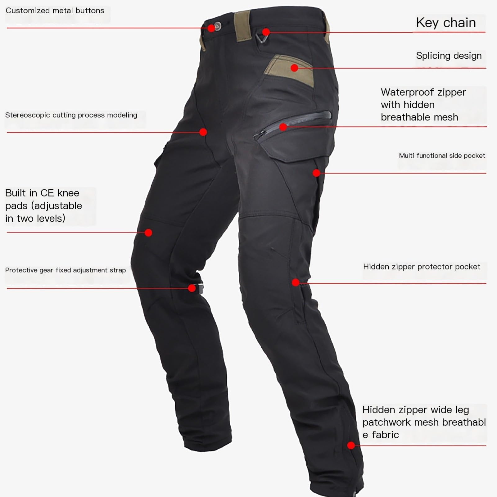 Pantaloni Da Moto Impermeabili Jeans Da Motocross Protezione CE, Vestibilità Elasticizzata, Pantaloni Da Motociclista Protettivi, Adventure