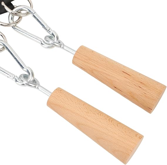 Wooden Pull Up Grips, Arm Strength Training Handles, Beech Wood and Iron Construction for Home Gym Workout, 24GHz. Climbing Hold Grips with Hanging Straps and Storage