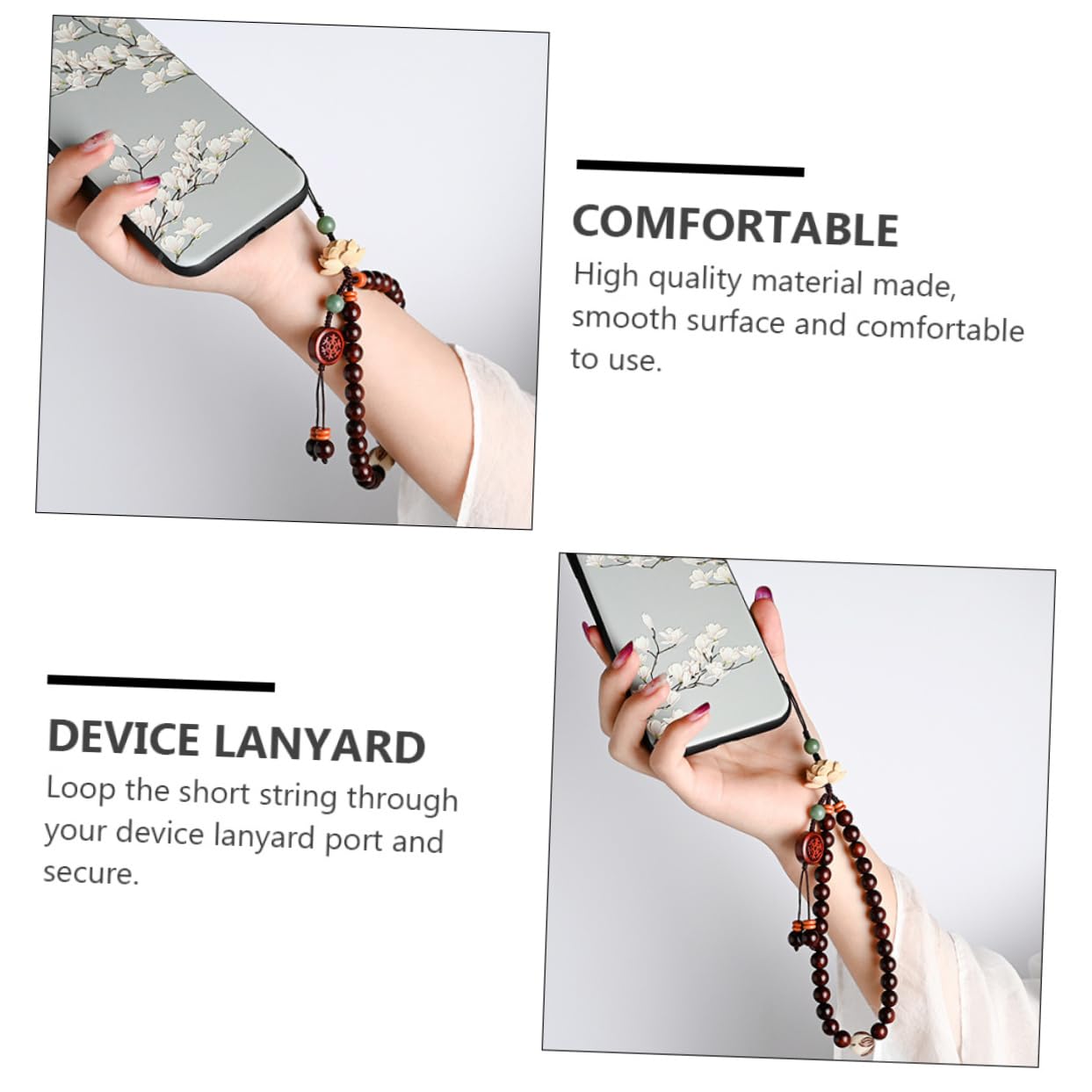 DOITOOL 3piezas Correa De Teléfono Móvil De Estilo Chino Cuentas y Lazo Para Senderismo y Actividades Al Aire Pulsera Elegante y Práctica