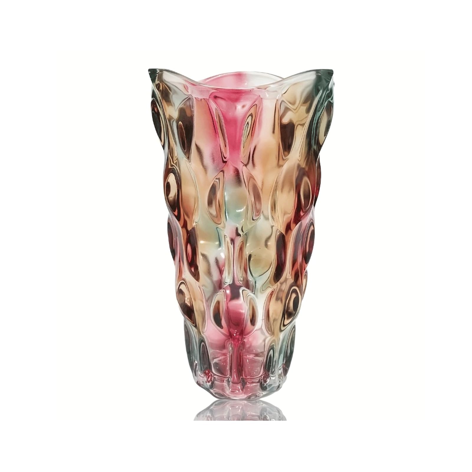 Glass Vase for Flowers, 24cm Tall Vintage Coloured Glass Vase, Honeycomb Crystal Floral Vases, Modern Personalised Ornaments for Living Room Dining Bedroom Home Home Decor, Wedding Decor