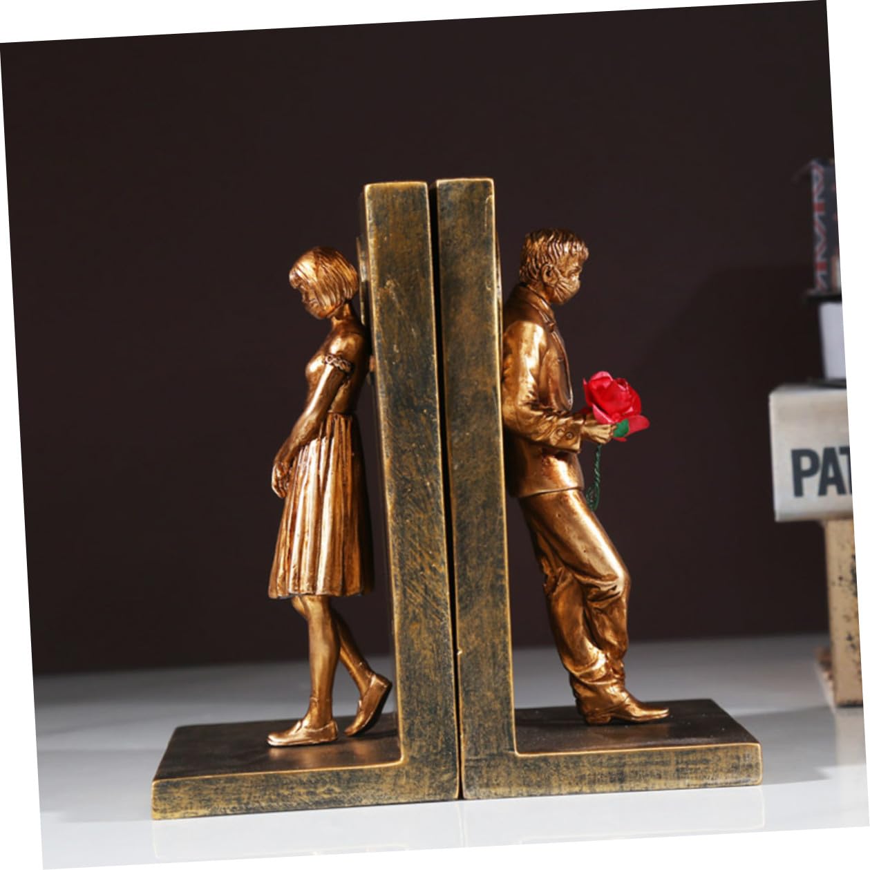 ULTECHNOVO Fermalibri da Scrivania in Resina Decorativo Coppia 2 Pezzi Porta Libri Pesante per Ufficio Casa Studio Organizzatore Libri