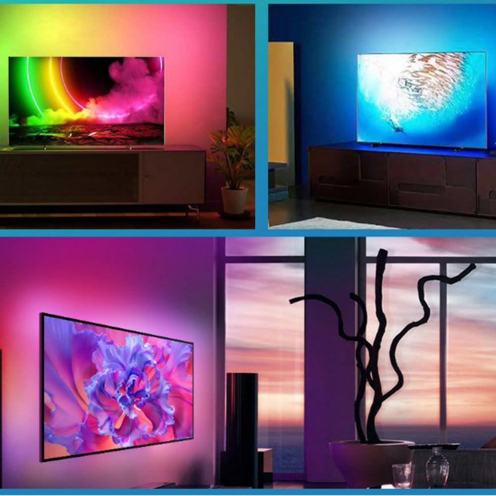 DONGXIAO Luz LED for TV, retroiluminación de TV, Tira de luz Inteligente for TV, Pantalla HDMI de TV con luz de sincronización de Pantalla, luz Ambiental de transmisión de Fondo(5m(for TV 98~105in))